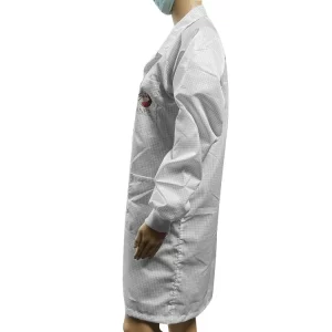 Anti Static White 5mm Grid ESD Smock For Cleanroom - Image 3