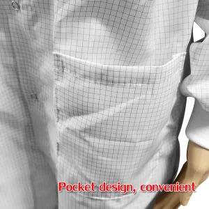 Anti Static White 5mm Grid ESD Smock For Cleanroom - Image 7