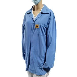 Antistatic 96% Polyester 4% Carbon 3mm Diamond Fabric ESD Smocks Coats - Image 2
