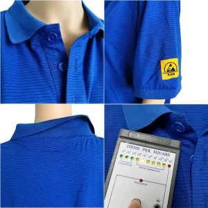 Short Sleeve 4% Conductive Fiber ESD Safe Clothing Polo Shirt Antistatic - Image 4