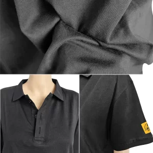 Cotton Polo Shirt ESD Safe Clothing Antistatic Unisex For Cleanroom Laboratory - Image 4