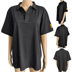 Cotton Polo Shirt ESD Safe Clothing Antistatic Unisex For Cleanroom Laboratory - Image 1