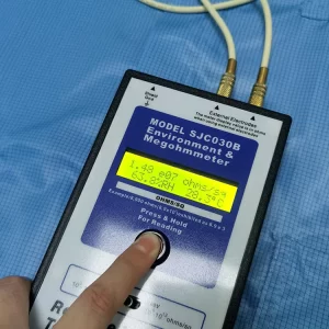 Unisex Blue 2.5mm Grid ESD Lab Coats Smocks Dustproof With Same Color Cap - Image 5