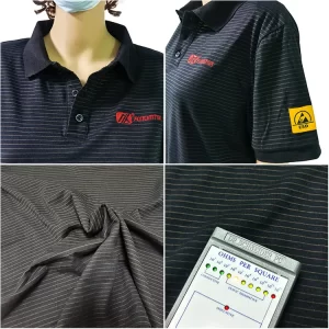 Black Stripe ESD T Shirts Unisex 96% Cotton 4% Conductive Fiber - Image 5