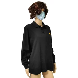 Cleanroom Washable Anti Static Polo Shirts Long Sleeve PLUS Sizes - Image 3