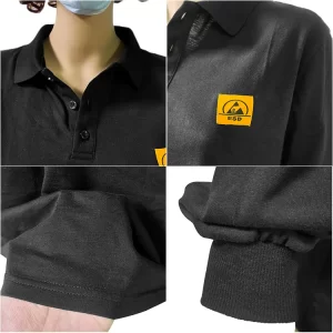 Cleanroom Washable Anti Static Polo Shirts Long Sleeve PLUS Sizes - Image 5