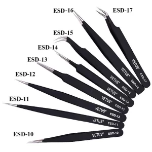 High Precision Stainless Steel Tweezers For Cleanroom Assembly Tools 10pcs/Set - Image 3