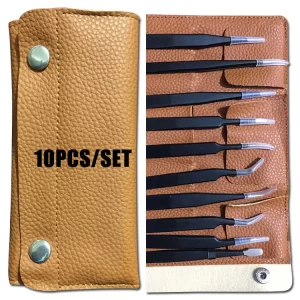 High Precision Stainless Steel Tweezers For Cleanroom Assembly Tools 10pcs/Set - Image 1
