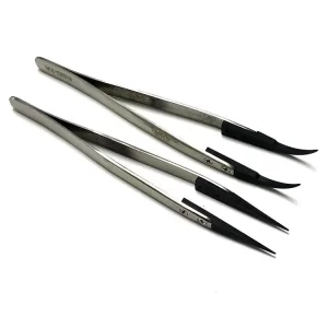 Pinzas Ceramic Tipped Tweezers ESD Stainless Steel High Temperature Resistant - Image 3