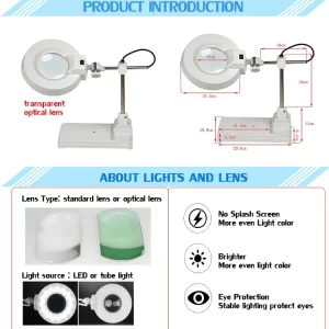 3x 5x 8x Magnifier Desktop Magnifying LED Lamp ESD Safe Tools - Image 3