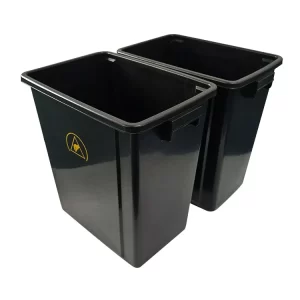 Black Plastic Antistatic Electrostatic Cleanroom Tool Box Trash Can / ESD Waste Bin - Image 2