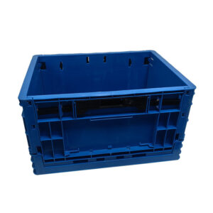 Blue ESD Foldable Storage Box Plastic Attached Lids Turnover Crate - Image 2