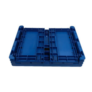 Blue ESD Foldable Storage Box Plastic Attached Lids Turnover Crate - Image 4