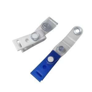 Exclusive Blue White ID Badge Holder Clip Plastic Hanging Clip - Image 1