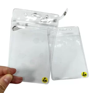 Clear Waterproof ESD Antistatic Plastic ID Card Holder Card Badge Case Holder With Clip - Image 3