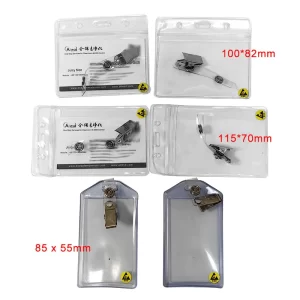 Clear Waterproof ESD Antistatic Plastic ID Card Holder Card Badge Case Holder With Clip - Image 2