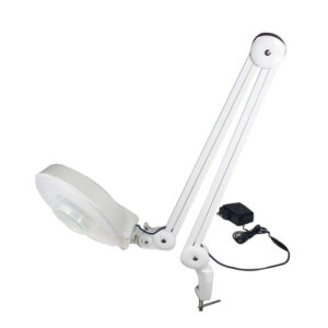 LED Illuminated Magnifying Lamp Spring Internal Clamp Base 5 Inch Lens With Lids - Image 3