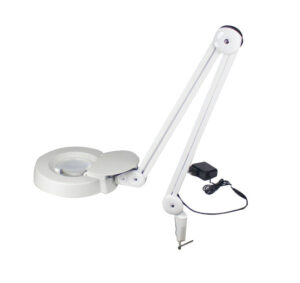 LED Illuminated Magnifying Lamp Spring Internal Clamp Base 5 Inch Lens With Lids - Image 2