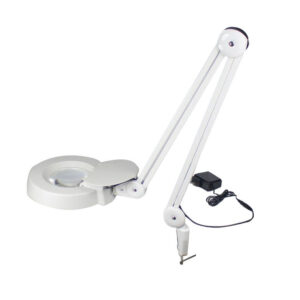 LED Illuminated Magnifying Lamp Spring Internal Clamp Base 5 Inch Lens With Lids - Image 2