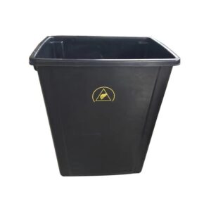 Lids Style Permanent ESD Trash Cans / Waste Basket Color Black w/ESD Symbol - Image 1