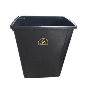 Lids Style Permanent ESD Trash Cans / Waste Basket Color Black w/ESD Symbol - Image 1