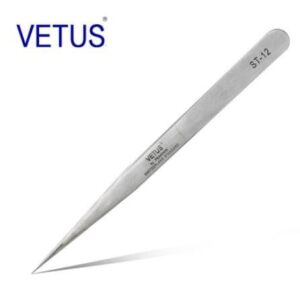 Metal Color Non ESD Safe Tools VETUS Precision Stainless Steel Tweezer - Image 3