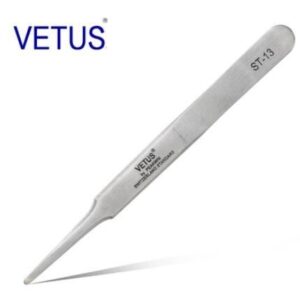 Metal Color Non ESD Safe Tools VETUS Precision Stainless Steel Tweezer - Image 4