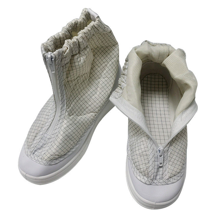 White Antistatic PU Gird ESD Fabric Short Boots For Cleanroom - Image 2