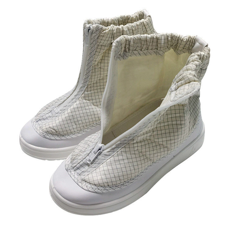 White Antistatic PU Gird ESD Fabric Short Boots For Cleanroom - Image 3