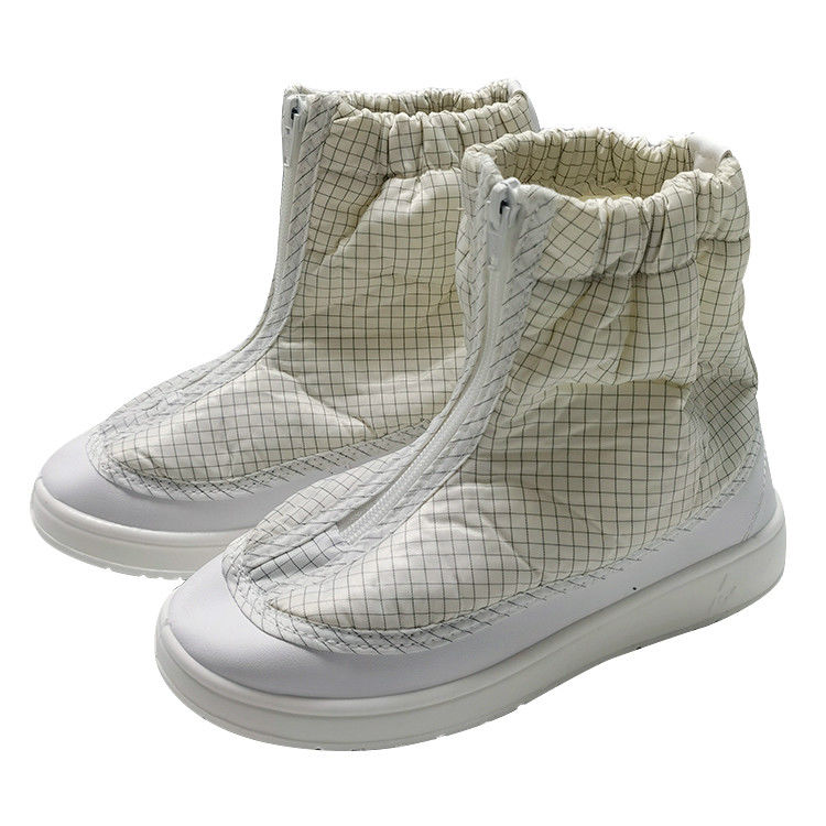 White Antistatic PU Gird ESD Fabric Short Boots For Cleanroom - Image 4