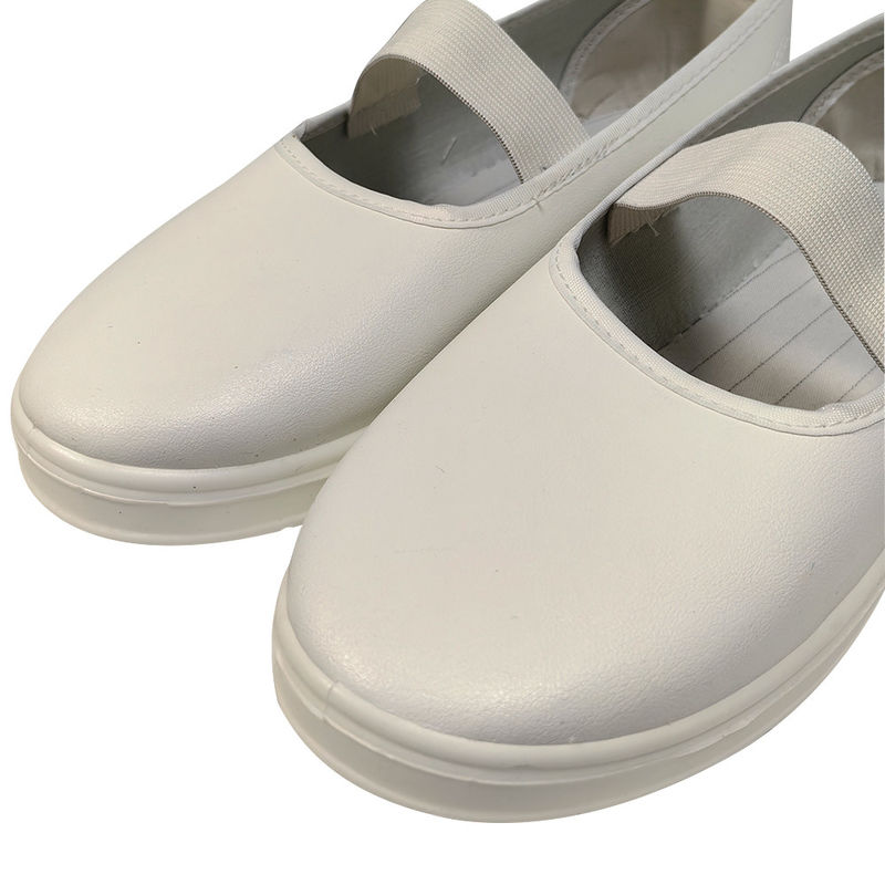 Women's Open Back Leather Upper Dustproof ESD Anti Static PU Flat Bottom Deep Mouth Elastic Shoes - Image 3