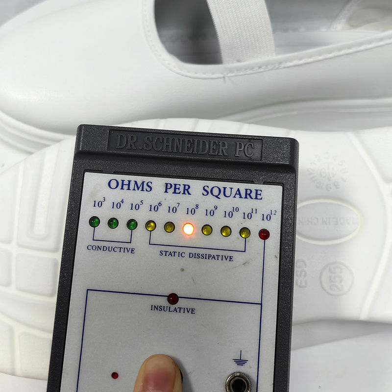 Women's Open Back Leather Upper Dustproof ESD Anti Static PU Flat Bottom Deep Mouth Elastic Shoes - Image 5