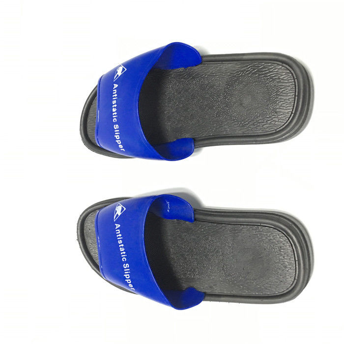 Washable PVC Slipper Economic ESD Safety Shoes Color Blue Upper W/Black Sole - Image 2