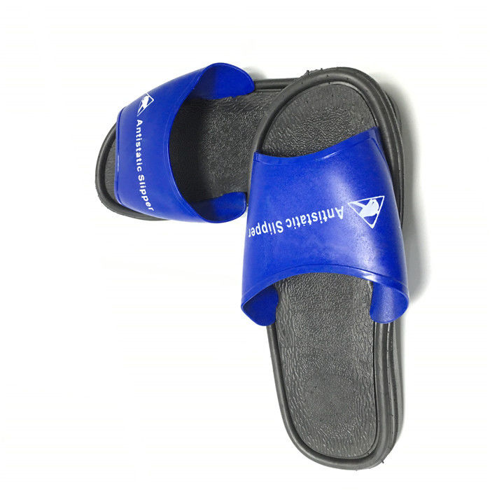Washable PVC Slipper Economic ESD Safety Shoes Color Blue Upper W/Black Sole - Image 3