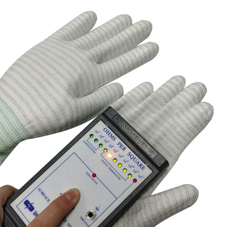 Cleanroom Polyester Carbon Fiber ESD Anti Static PU Coated Gloves Industrial - Image 4