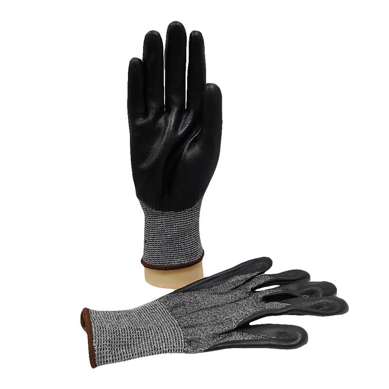 Black 18 Knitted Safety Work Glove Level 3 Cut Resistant Rubber Palm Coated Gloves - Image 3