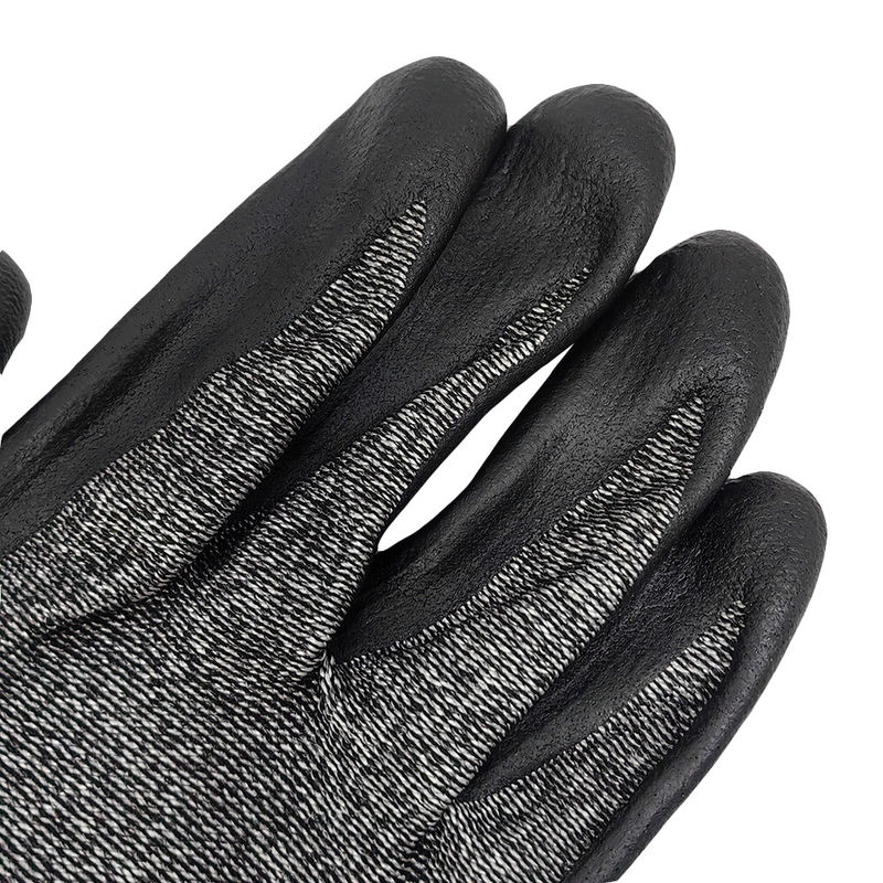 Black 18 Knitted Safety Work Glove Level 3 Cut Resistant Rubber Palm Coated Gloves - Image 6