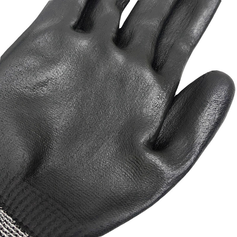 Black 18 Knitted Safety Work Glove Level 3 Cut Resistant Rubber Palm Coated Gloves - Image 4