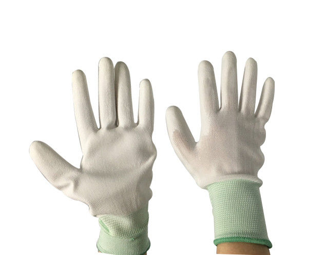 White Polyurethane Palm Coated Anti Static Gloves Seamless Polyester Liner Glove - Image 2