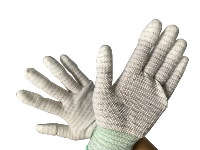 Palm PVC Dotted Type Anti Static Hand Gloves PU Top Coated Striped Nylon - Image 2