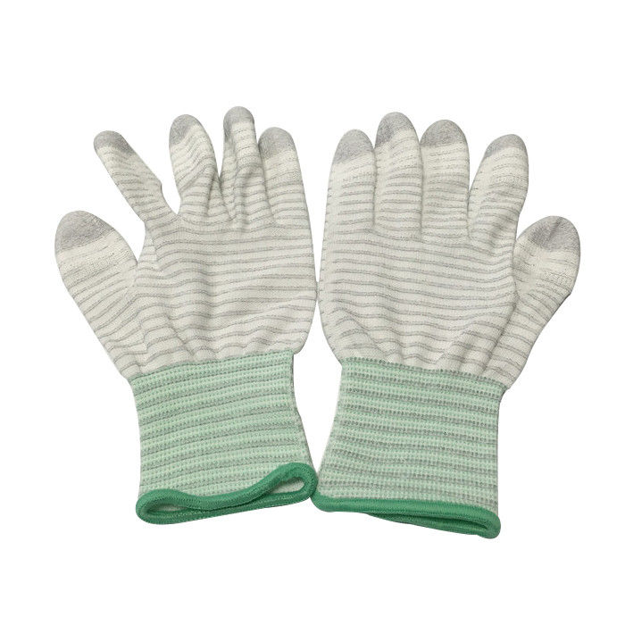 PU Top Coated Striped Static Proof Gloves Fingertip Carbon Knitted EN388 4121 Standard - Image 2