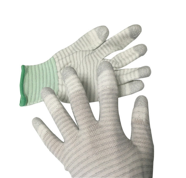 PU Top Coated Striped Static Proof Gloves Fingertip Carbon Knitted EN388 4121 Standard - Image 3