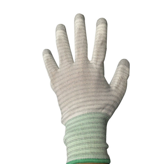 PU Top Coated Striped Static Proof Gloves Fingertip Carbon Knitted EN388 4121 Standard - Image 4