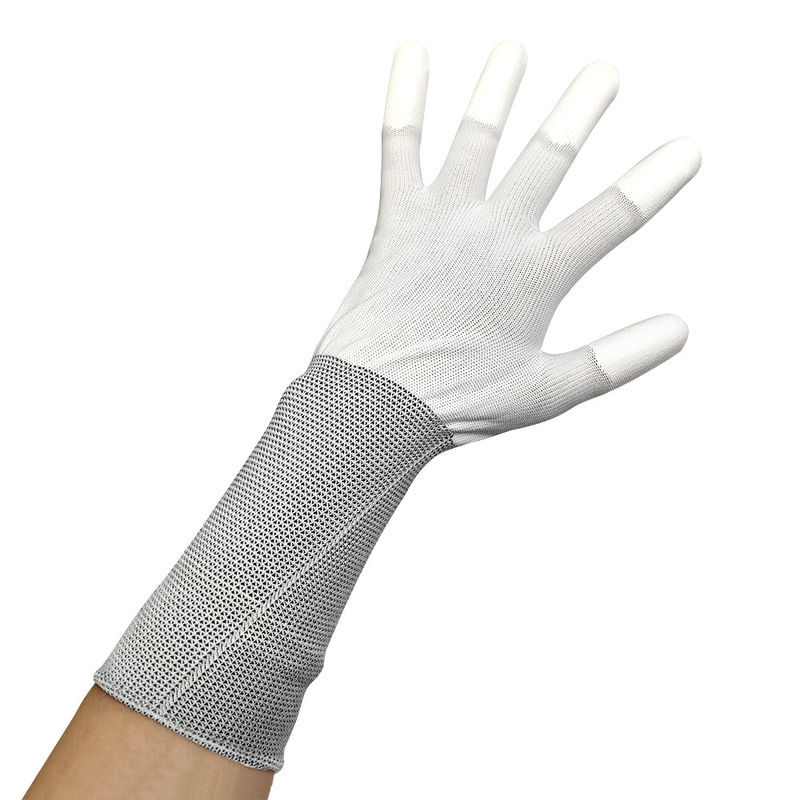 13 Inch White Extended PU Coated Top Fit Gloves PU Polyester Working Glove - Image 3