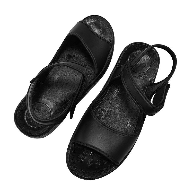 Cleanroom ESD Antistatic Black PU Leather Sandals - Image 2