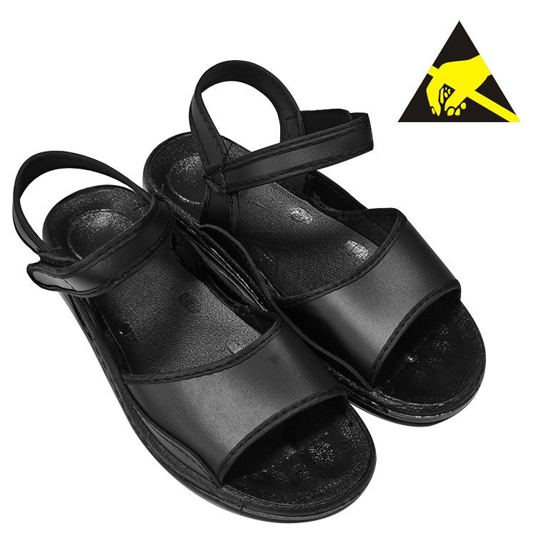 Cleanroom ESD Antistatic Black PU Leather Sandals - Image 1