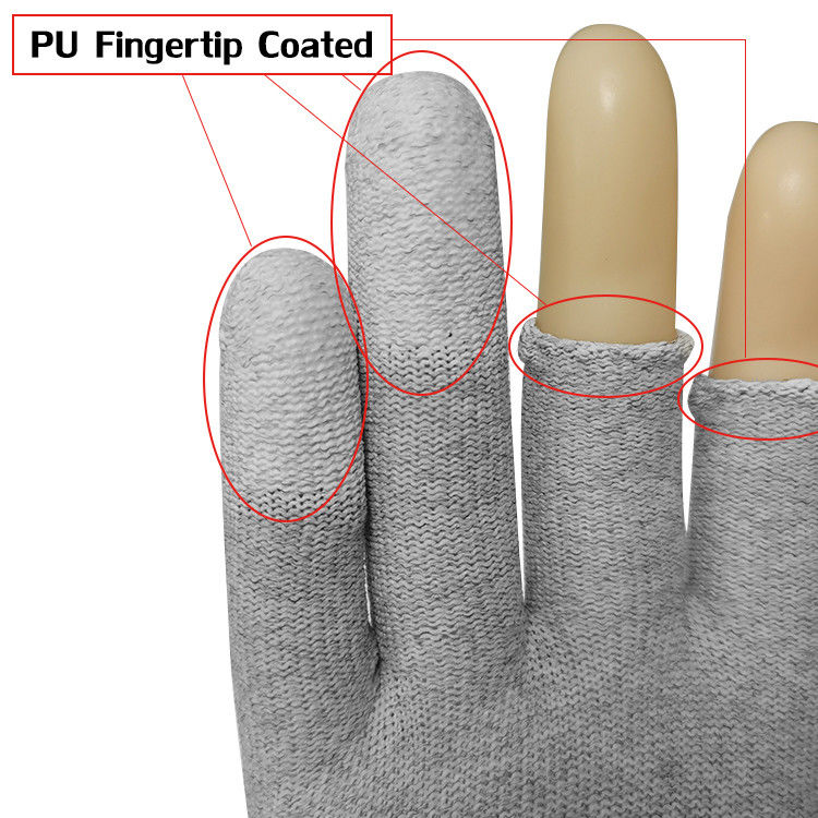 Polyester Antistatic ESD Gloves 3 Fingers Half Work PU Coatd For Industry - Image 2