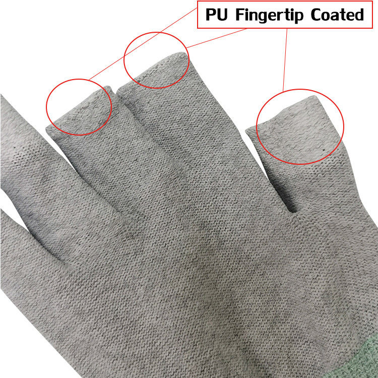 Polyester Antistatic ESD Gloves 3 Fingers Half Work PU Coatd For Industry - Image 3