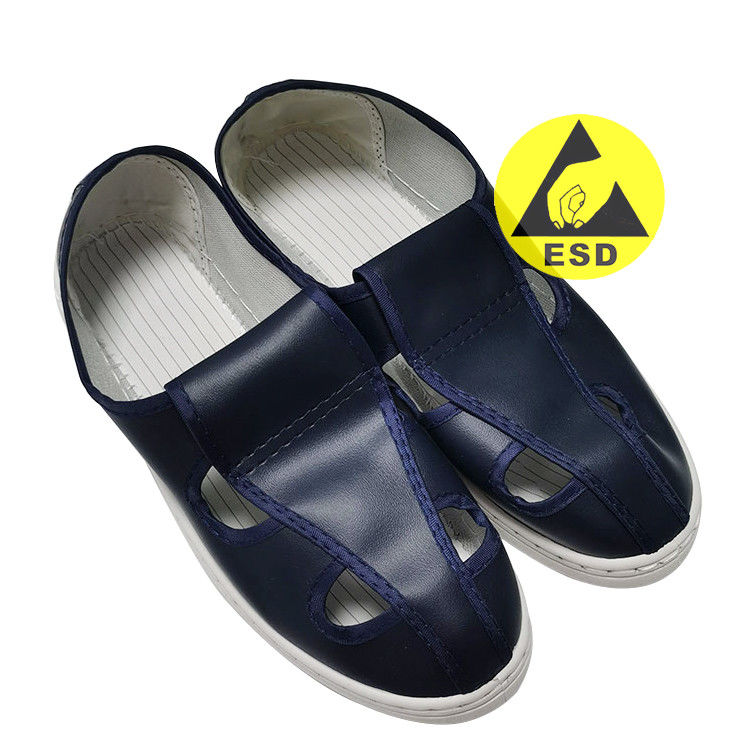 Anti Static Protection PVC ESD Safety Shoes Four Holes Navy Blue - Image 1
