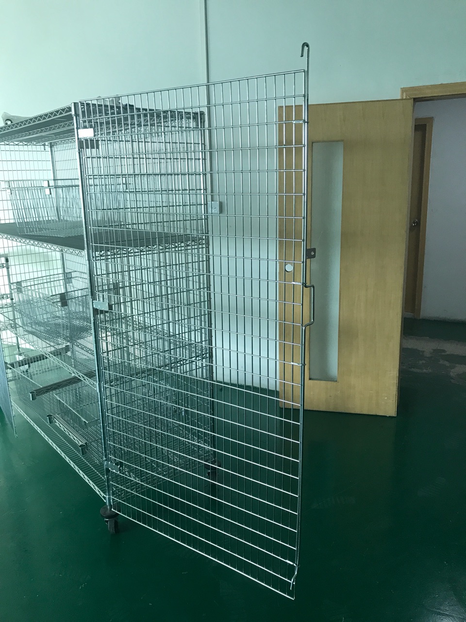 Chrome wire security cage mesh panel with hook closure for Singapore industrial storage